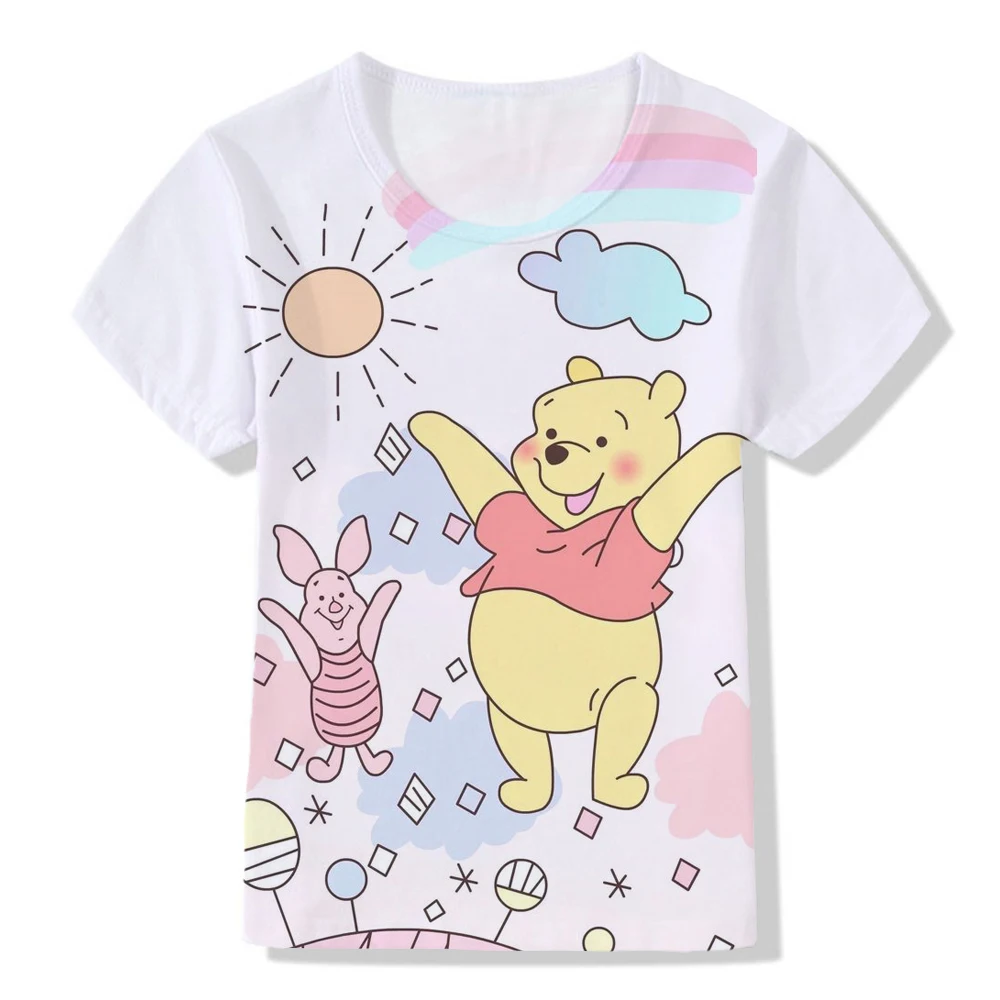 

Winnie The Pooh Cartoon Kids Set Donald Duck Girls Boutique Outfits Summer Children's Clothes Fashion Short Sleeve Suit Girl Set