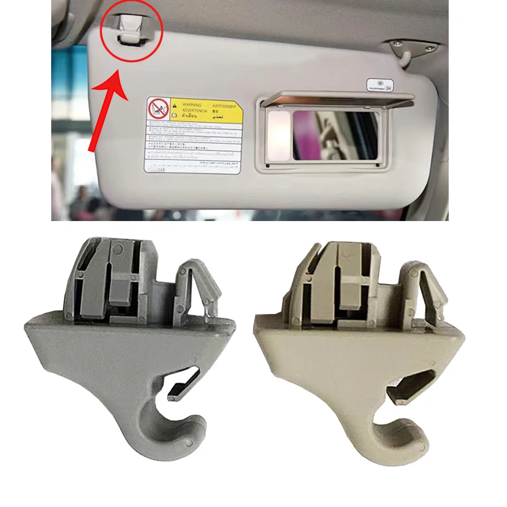 

Car Gray/Beige Interior Sun Visor Clip Holder Hook Bracket Hanger for Mitsubishi Pajero Montero MK3 2000-2006 MR779704 MR779705