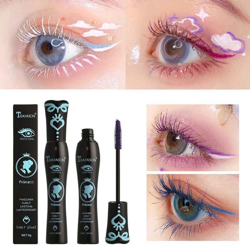 

Colored Mascara 4D Silk Fiber Eyelash Mascara Waterproof Fast Dry Eyelashes Dense Curling Long Lasting Mascara Makeup Cosmetic