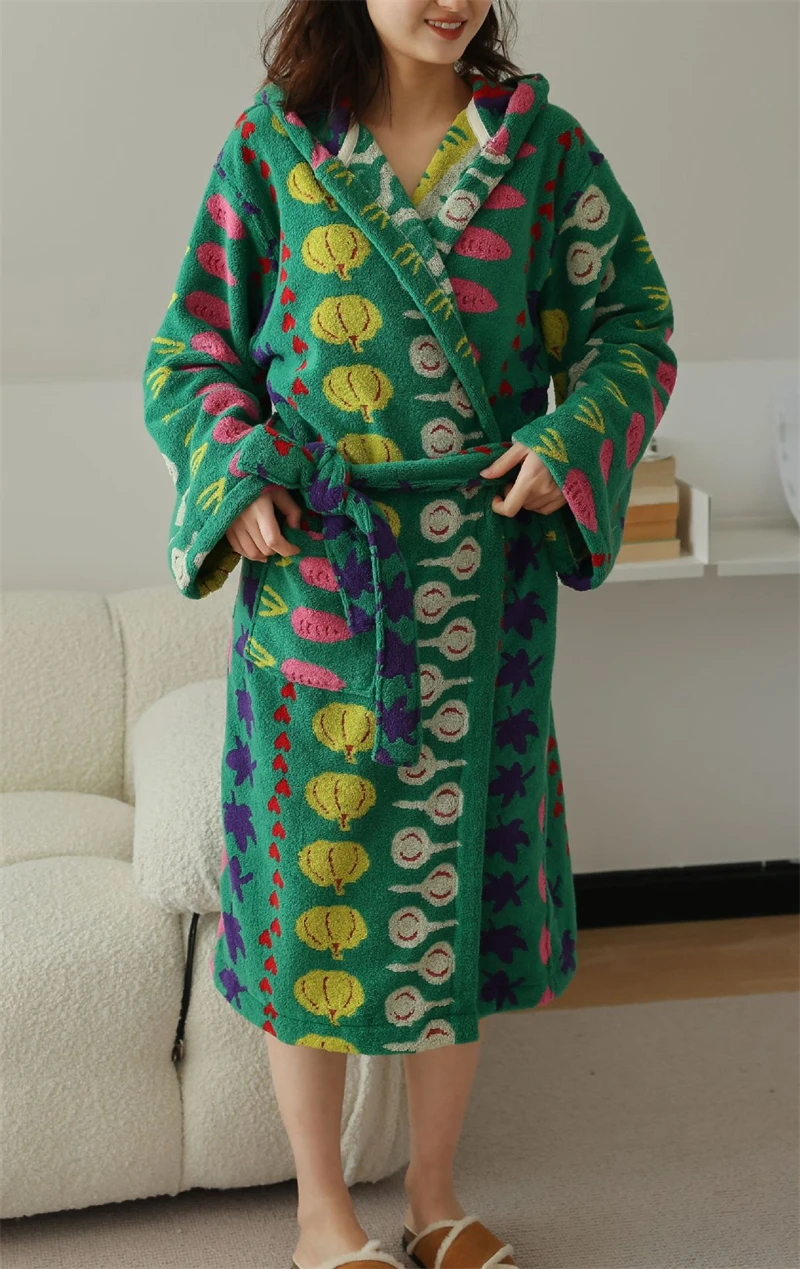 

Милый хлопковый Халат с рисунком овощей, мягкое детское кимоно с длинным рукавом, одежда для сна, пальто, банное одеяло, полотенце