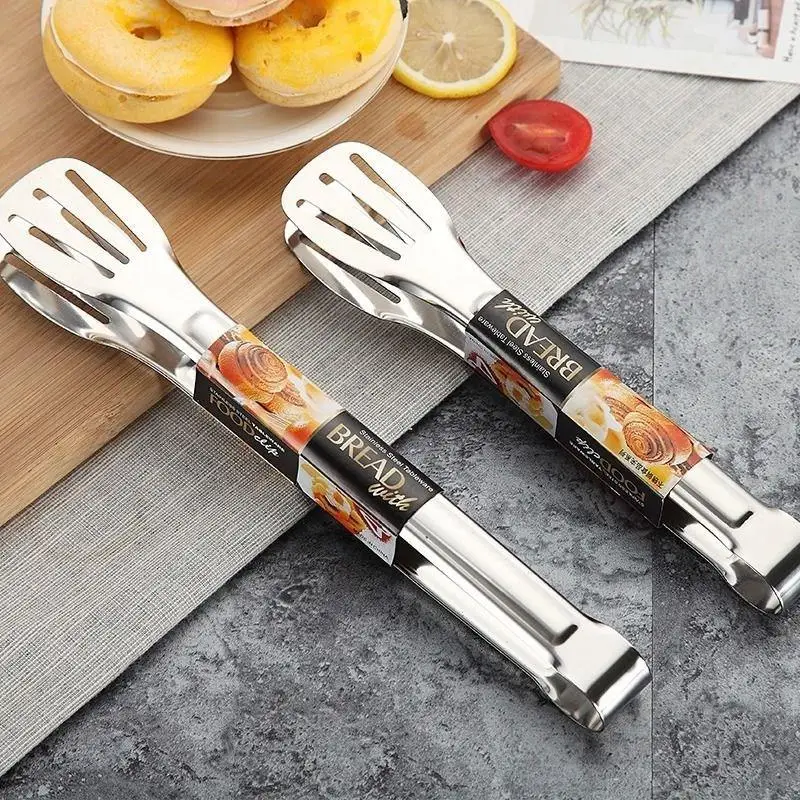 

Food Tongs Non-stick Serving Tongs Barbecue Tongs Anti Heat Bread Clip Salad Bread Serving Tong BBQ Tool Stainless Steel Metal