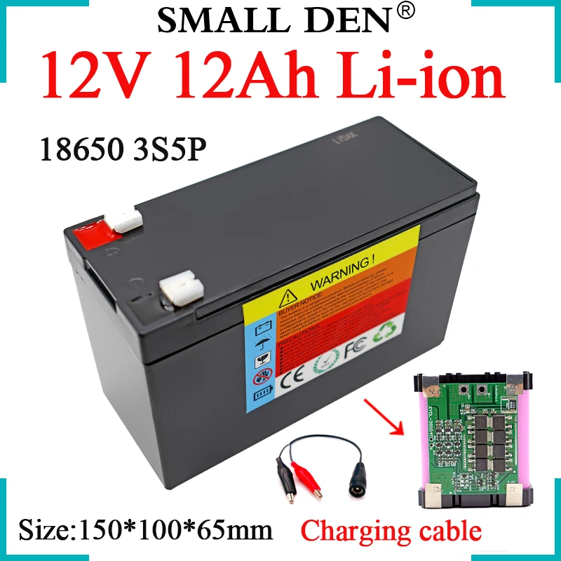 

New 12V 12Ah 18650 Lithium Battery Pack Sprayer Appliance With BMS For Backup Power Solar Equipment Solar Light etc Li-ion Cell