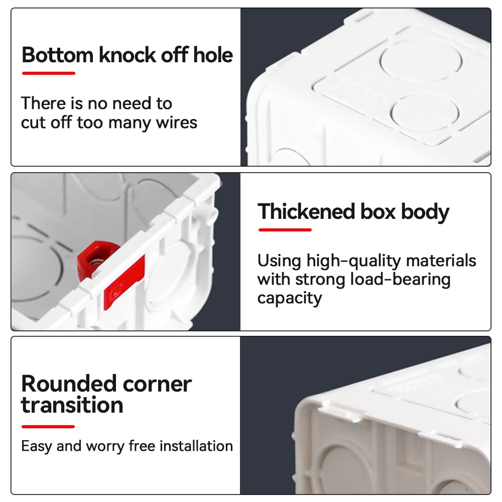 Регулируемый монтажный ящик для розетки внутренний хранения 86x86x50 мм настенного