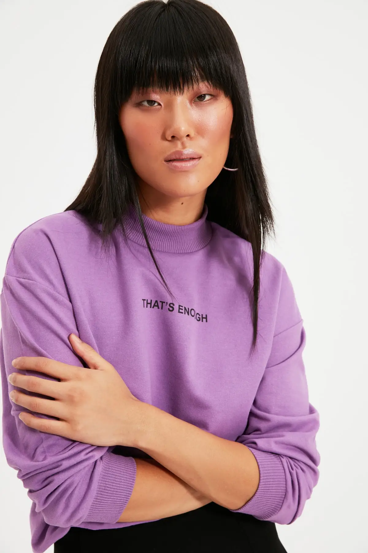 Сиреневый Печатный правый воротник вязаный тонкий Свитшот Рождественский