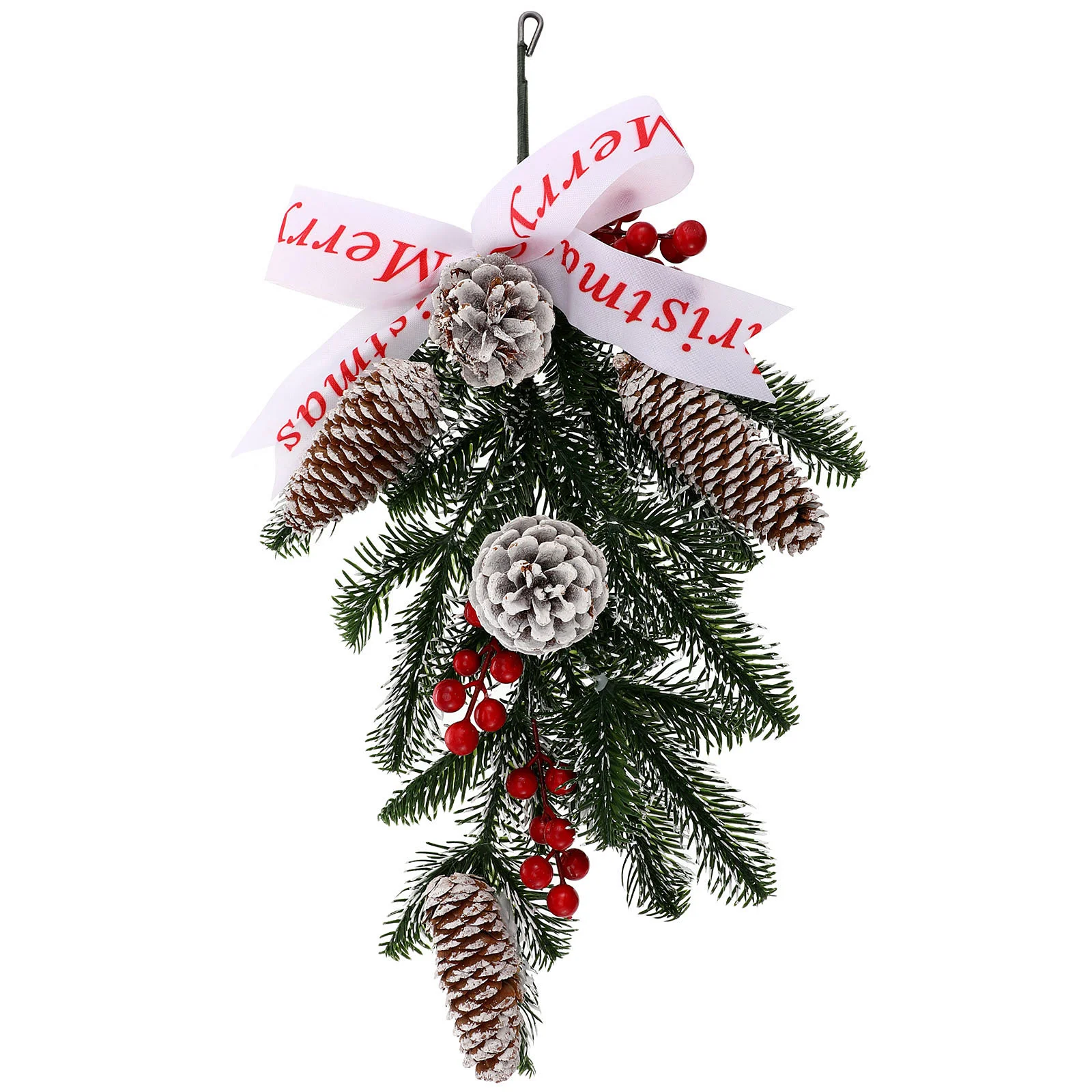 

Pine Cone Hanging Tree Christmas Door Swag Floral Wreaths Front Cones Flower Decorations Red Berries Wall