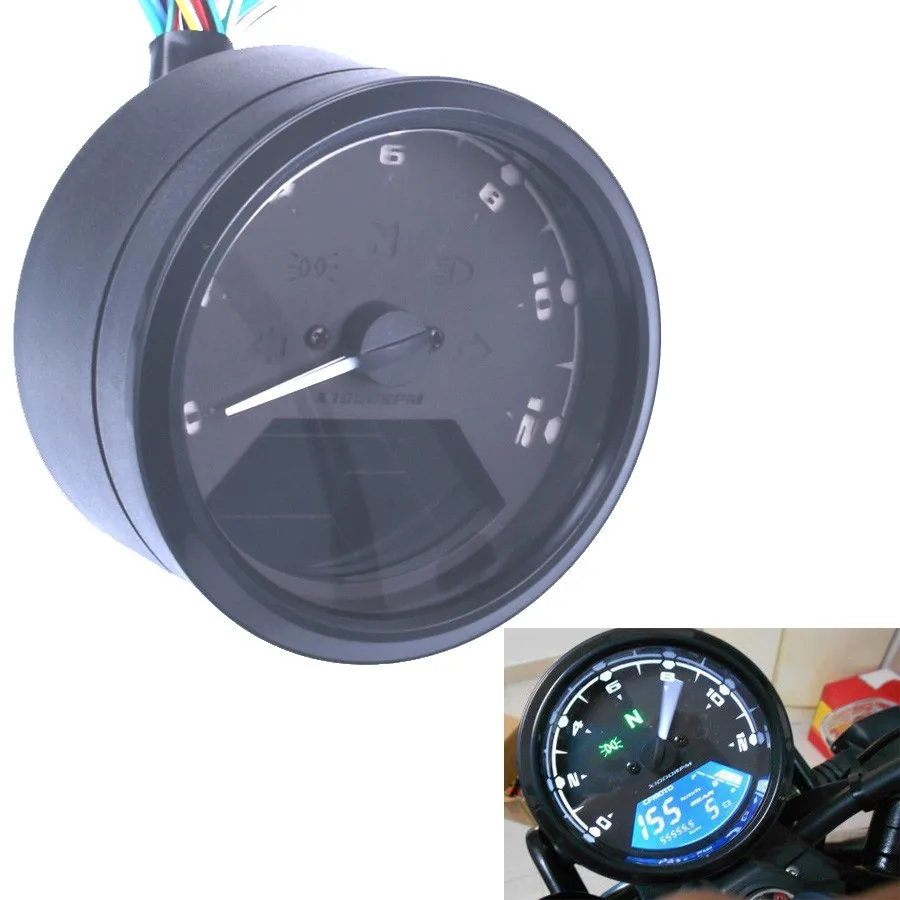

Universal Digital Motorcycle LCD Screen Speedometer Odometer Techometer Gauge Dual Speed Speedometer Motorcycle