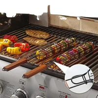 portable bbq grilling basket stainless steel nonstick barbecue grill basket tools grill mesh for meat hamburger bbq tools grill