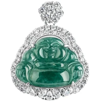 burmese jade maitreya pendant jadeite 925 silver necklace fashion vintage gifts for women real green emerald natural gemstone