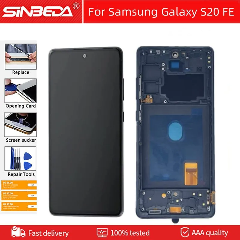 

100% Original AMOLED For Samsung Galaxy S20 Fan Edition G780F G781F S20 FE 5G S20 Lite LCD Display with touch screen ditigitizer