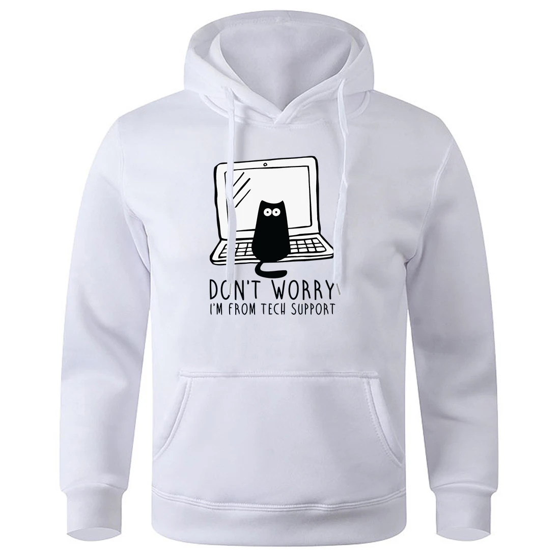 

Don'T Worry I'M From Tech Support Printing Male Hooded O-Neck Loose Warm Hoody Casual Novelty Sweatshirts Basic All Match Hoodie