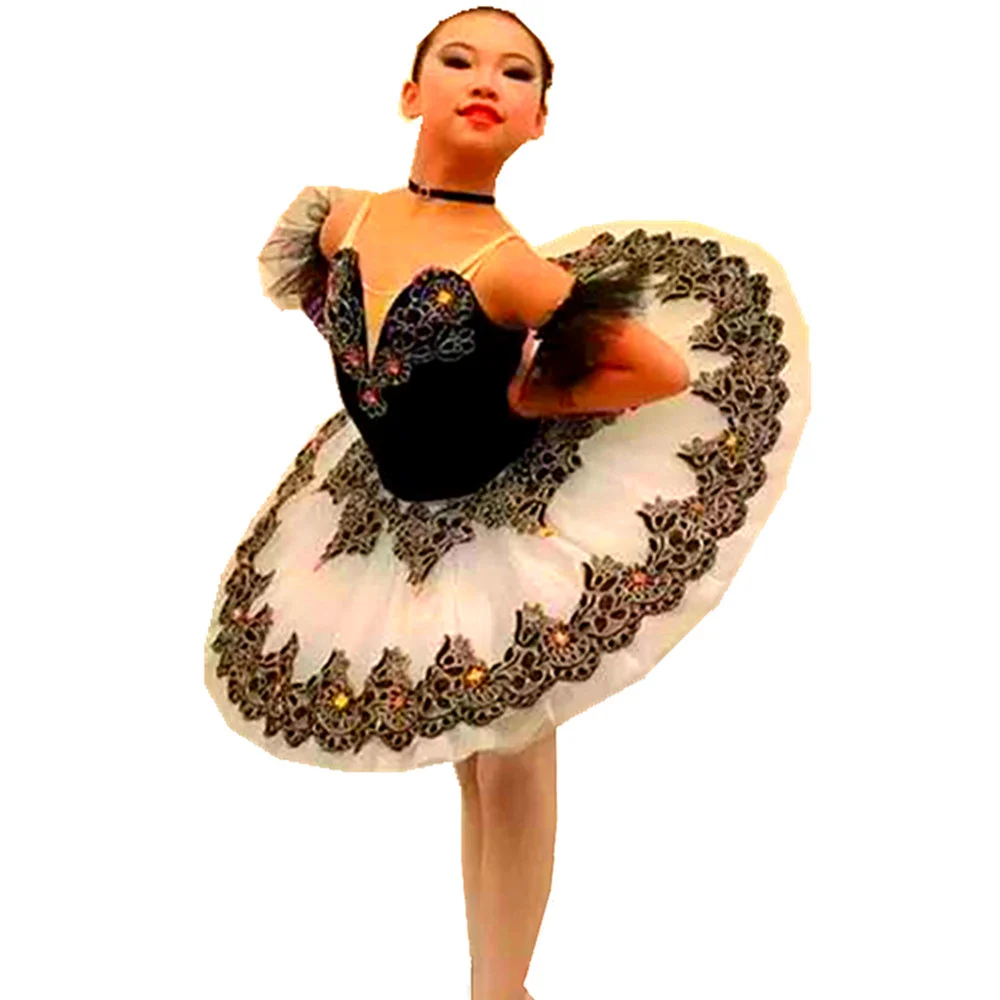 

Professional Ballet Tutu Skirt Female Black and white Performance Costume Swan Lake Gauze Stage Costume