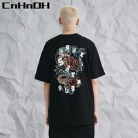 cnhnoh new arrival fashion mens t shirts oversized top unisex teeshirt homme flower snake 9173