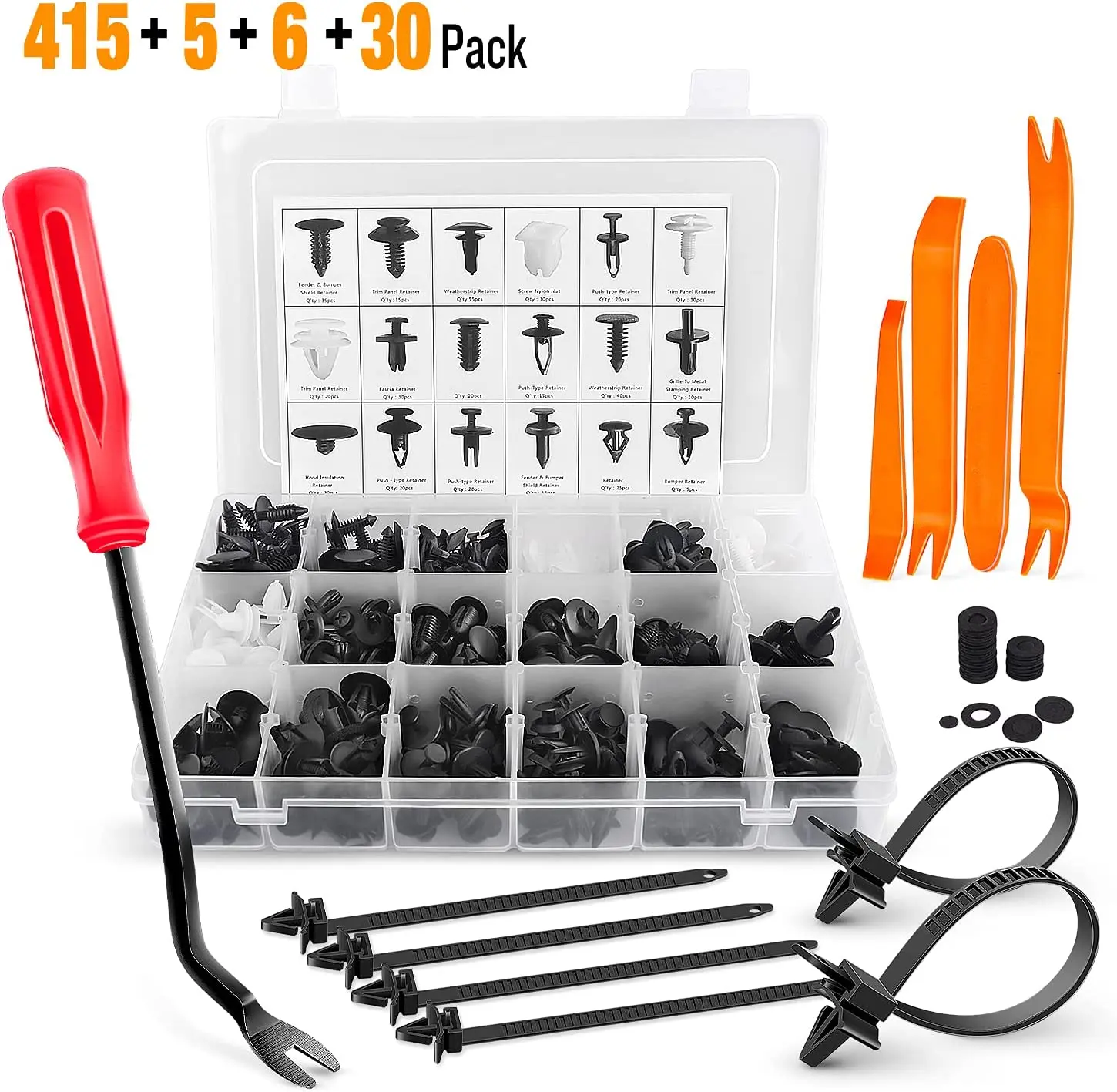 

415 Pcs Car Retainer Clips Fastener Remover 18 Most Popular Sizes Auto Push Pin Rivets Set Door Trim Panel Clips