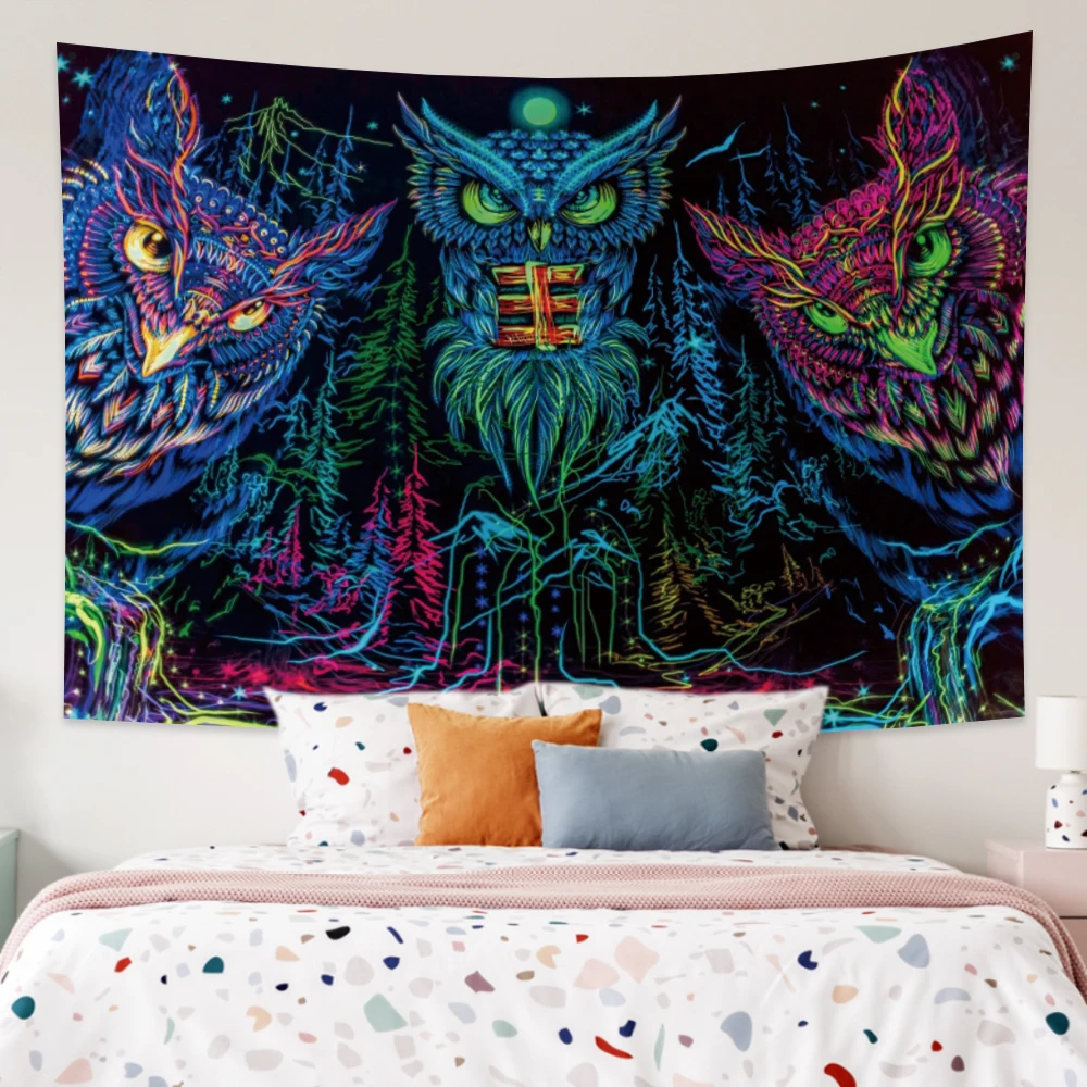 

Psychedelic Tapestry Colourful Owl Aesthetic Hippie Mandala Macrame Starry Wall Hanging Boho Dorm Blanket Bedroom Sheets Decor