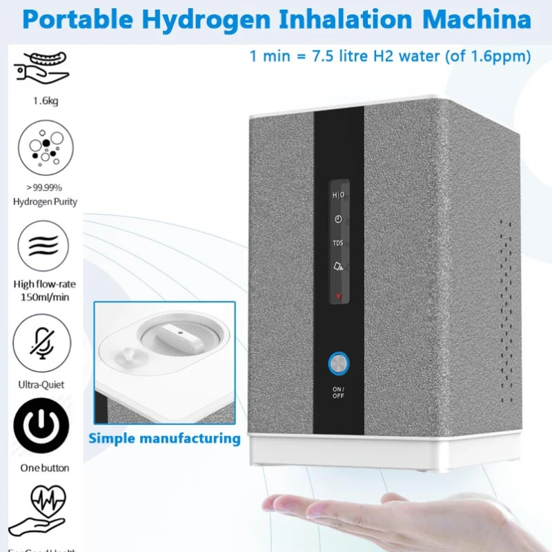 

Hydrogen Generator H2 Inhalation Machine with 150ml/min 99.99% High Purity H2 Low Noise Hydrogen water purifier ionizer SPE/PEM