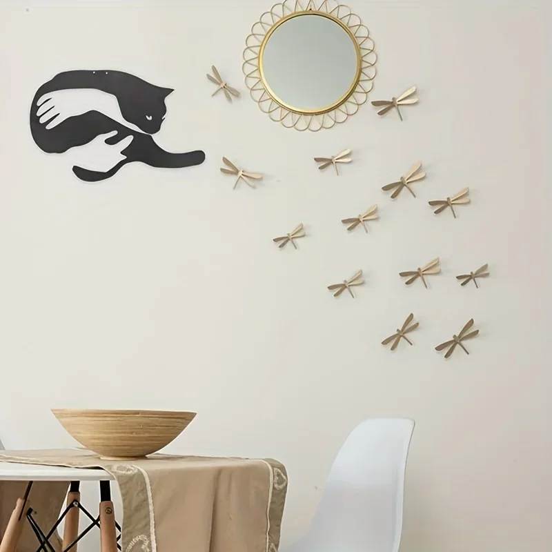 Современный металлический силуэт кошки настенное художественное украшение