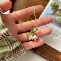 2022 new little fresh wind chime flower pendant woman necklace aesthetic jewelry sweet clavicle chain for girls collier