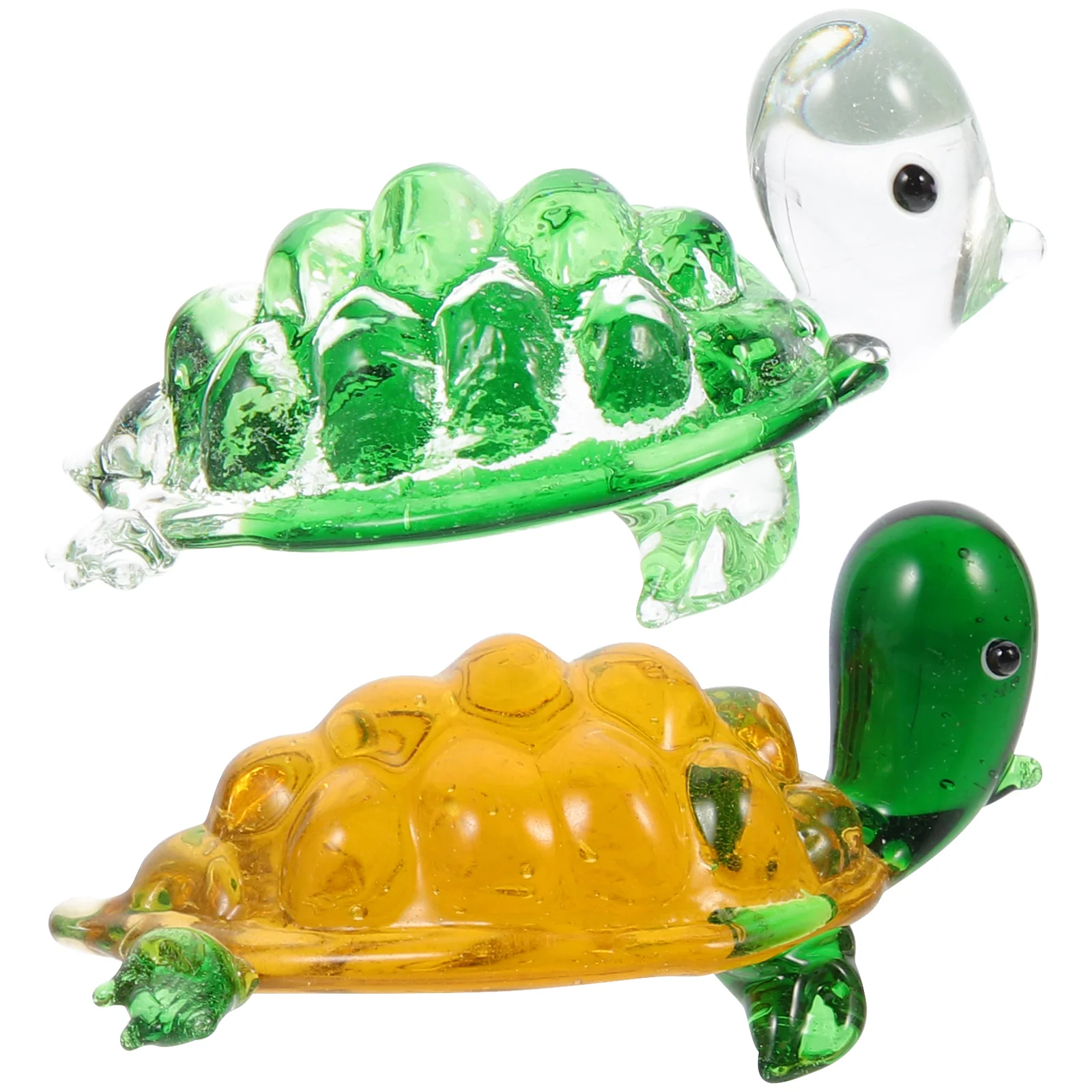 

2Pcs Lifelike Glass Turtle Small Craft Desktop Cartoon Decoration Photo Prop