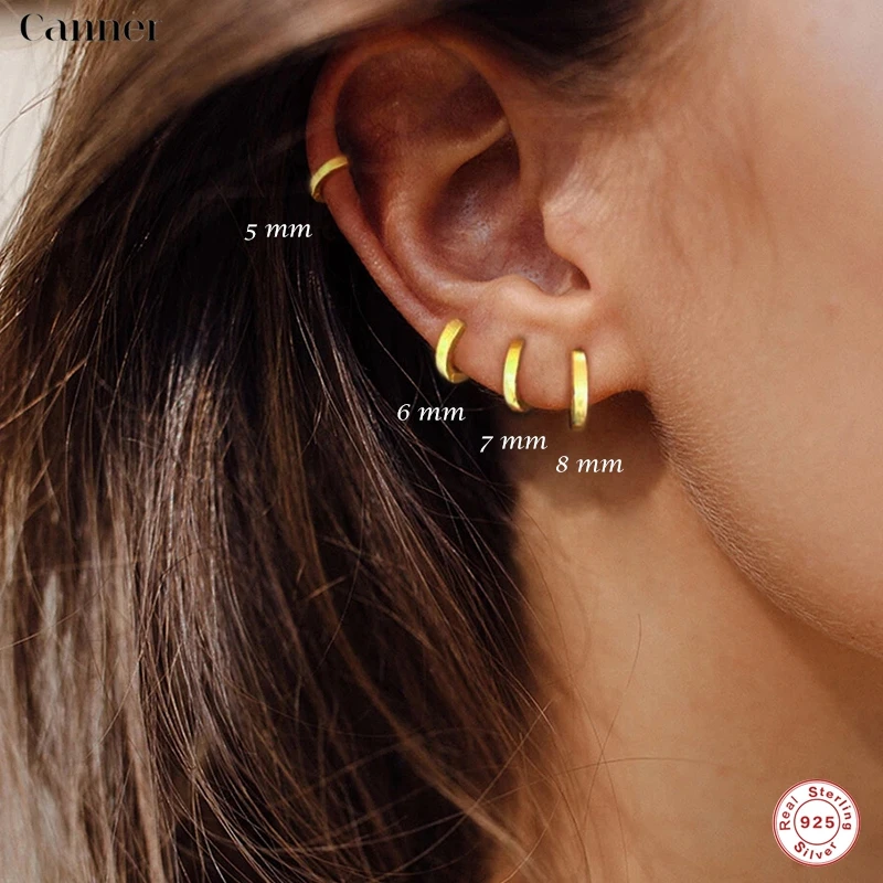 

Женские серьги-кольца в минималистском стиле CANNER, круглые серьги из серебра 925 пробы для хряща, 1 пара