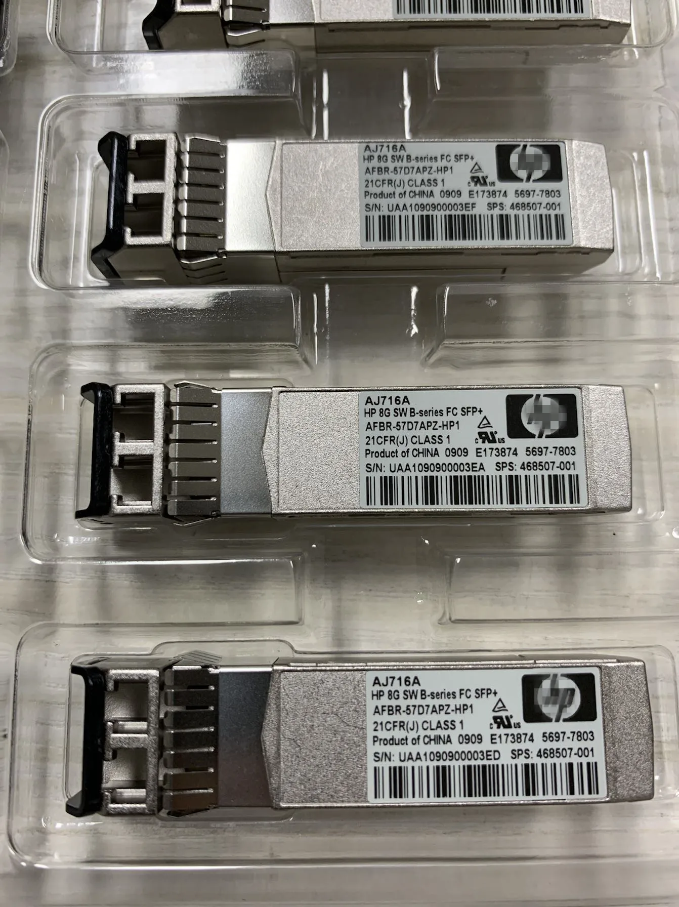 

HP AJ716A HP 8G SW B-Series FC SFP+ AFBR-57D7APZ-HP1 E173874 5697-7803 468507-001 Optical Transceiver