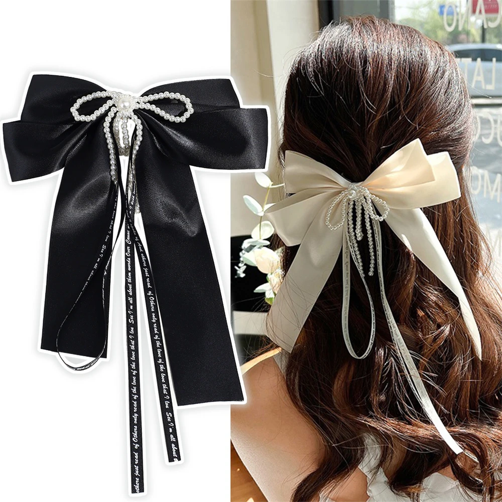 

Pearl Bowknot Scrunchies Spring Hairpin Elegant Women Ponytail Hair Tie Headband Fashion Hair Accessories For Girls Headwrap
