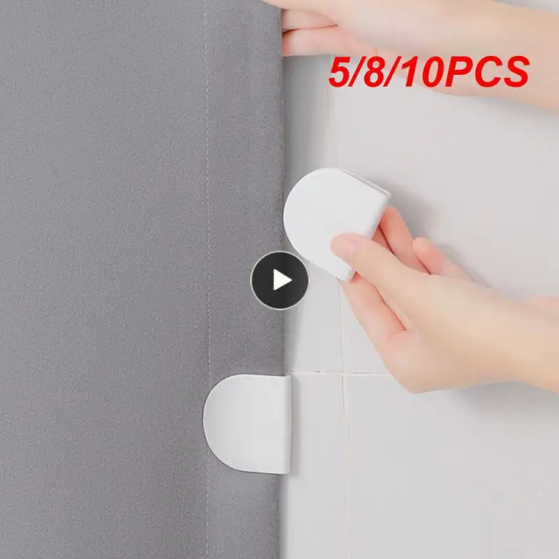 

5/8/10PCS Stable And Durable Shower Curtain Clip Seamless Self-adhesive Fixed Hook Easy To Use Shower Curtain Ring Clamp Couple