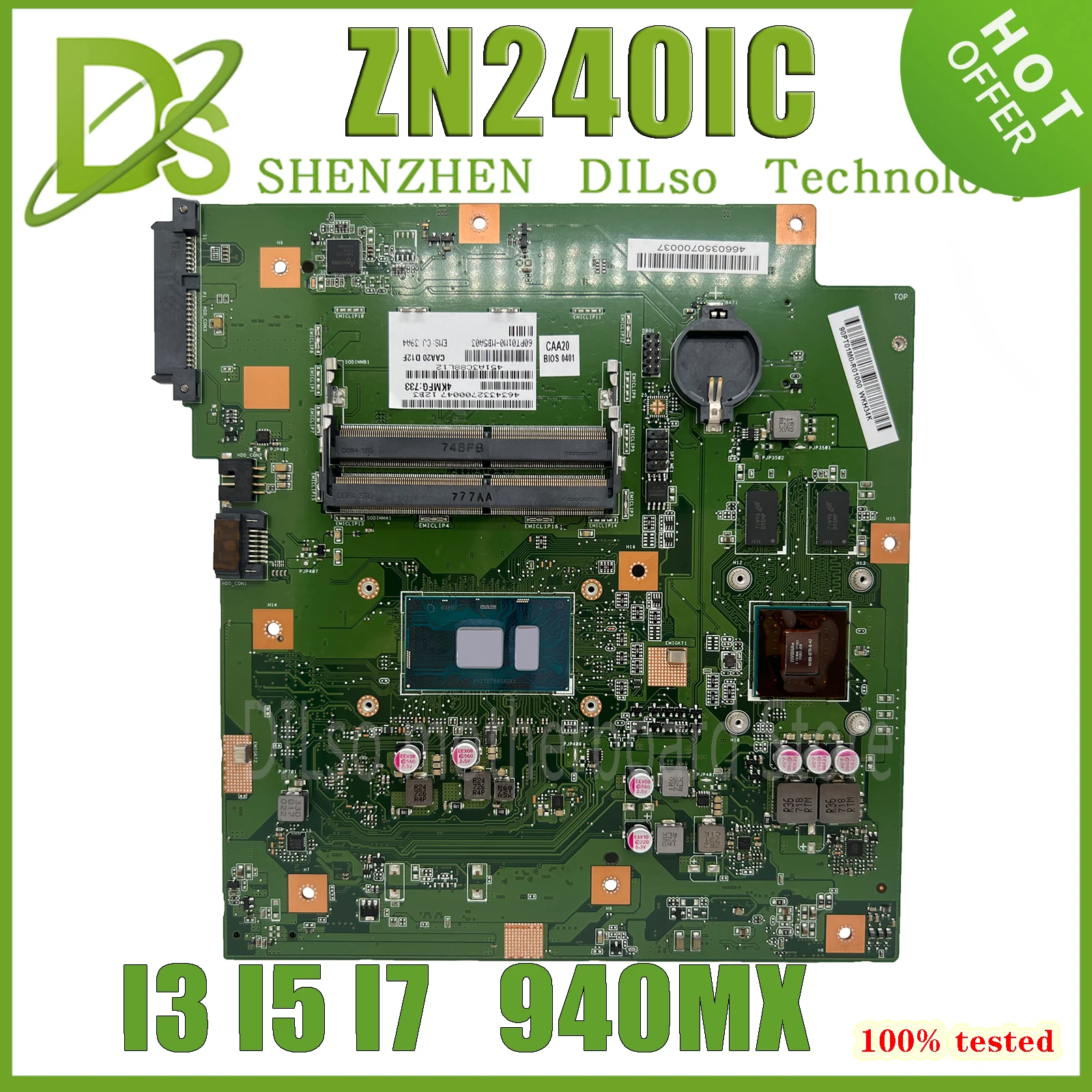 KEFU ZN240IC Mainboard For ASUS Zen AiO ZN240I ZN240ICGK Motherboard all in one I3-6100 I5-6200U I7-6500U 940MX-2G CPU 100% Test