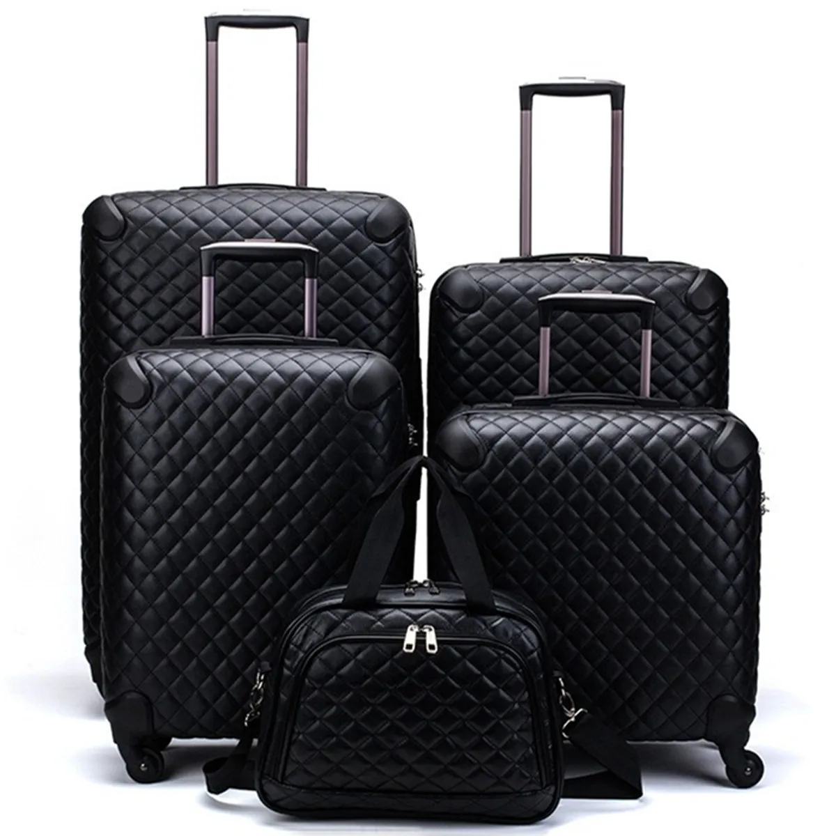 Pu Leather Plaid Storage Bag Baggage Cosmetic Box