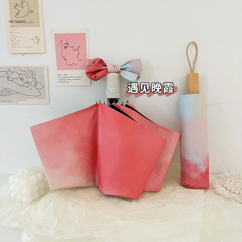 

Gradient color super fire full-automatic sunny umbrella dual-purpose female sunscreen anti ultraviolet folding sunshade