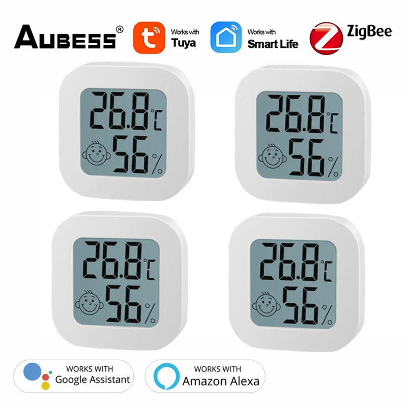

Aubess Tuya Smart ZigBee Temperature Humidity Sensor With LCD Display Indoor Thermometer Hygrometer Support Alexa Google Home