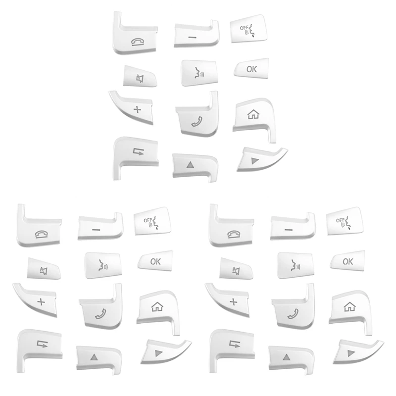 

36Pcs Steering Wheel Button Covers Trim Stickers For Mercedes Benz GLC X253 2015 2016 & C Class W205 2014 2015 Silver