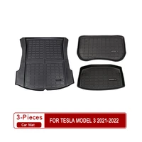 for tesla model 3 trunk mat 3d foot pad accessories model3 2021 2022 new car floor mats front rear storage box protective pads