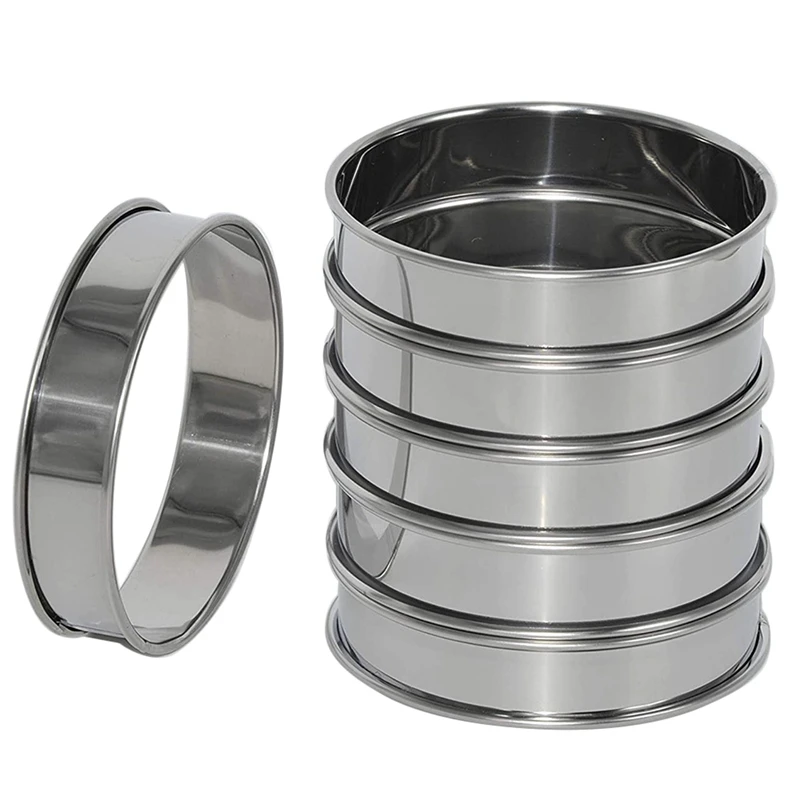 

BMBY-18 Pack 4 Inch Double Rolled English Muffin Rings, Stainless Steel Crumpet Rings, Tart Rings, Round
