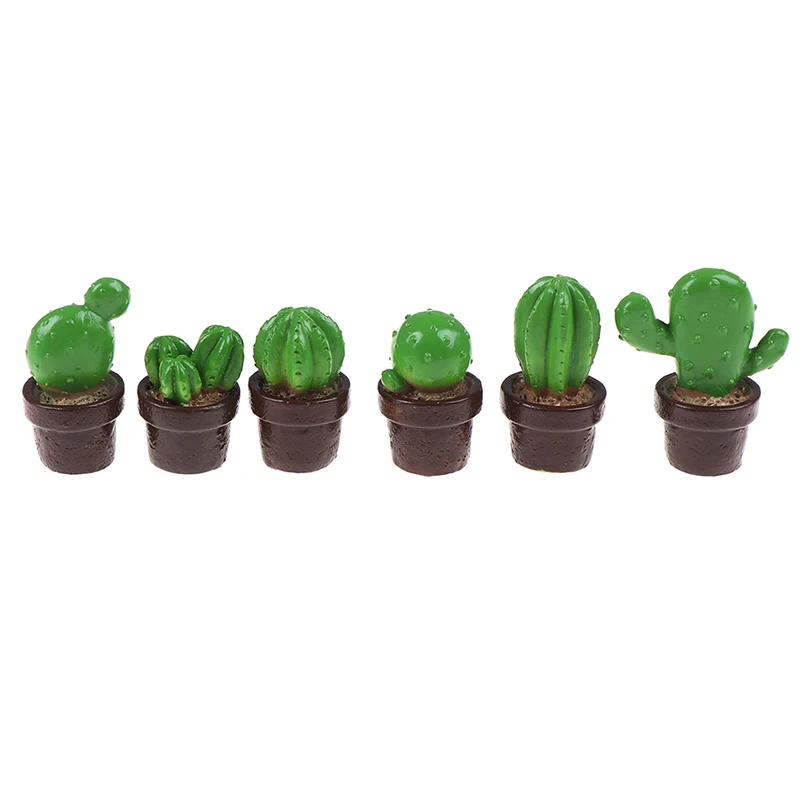 

5Pcs Cute Simulation Potted Green Mini Tree Potted Cactus Succulents Green Plant In Pot Doll House For 1:12 Dollhouse Miniature