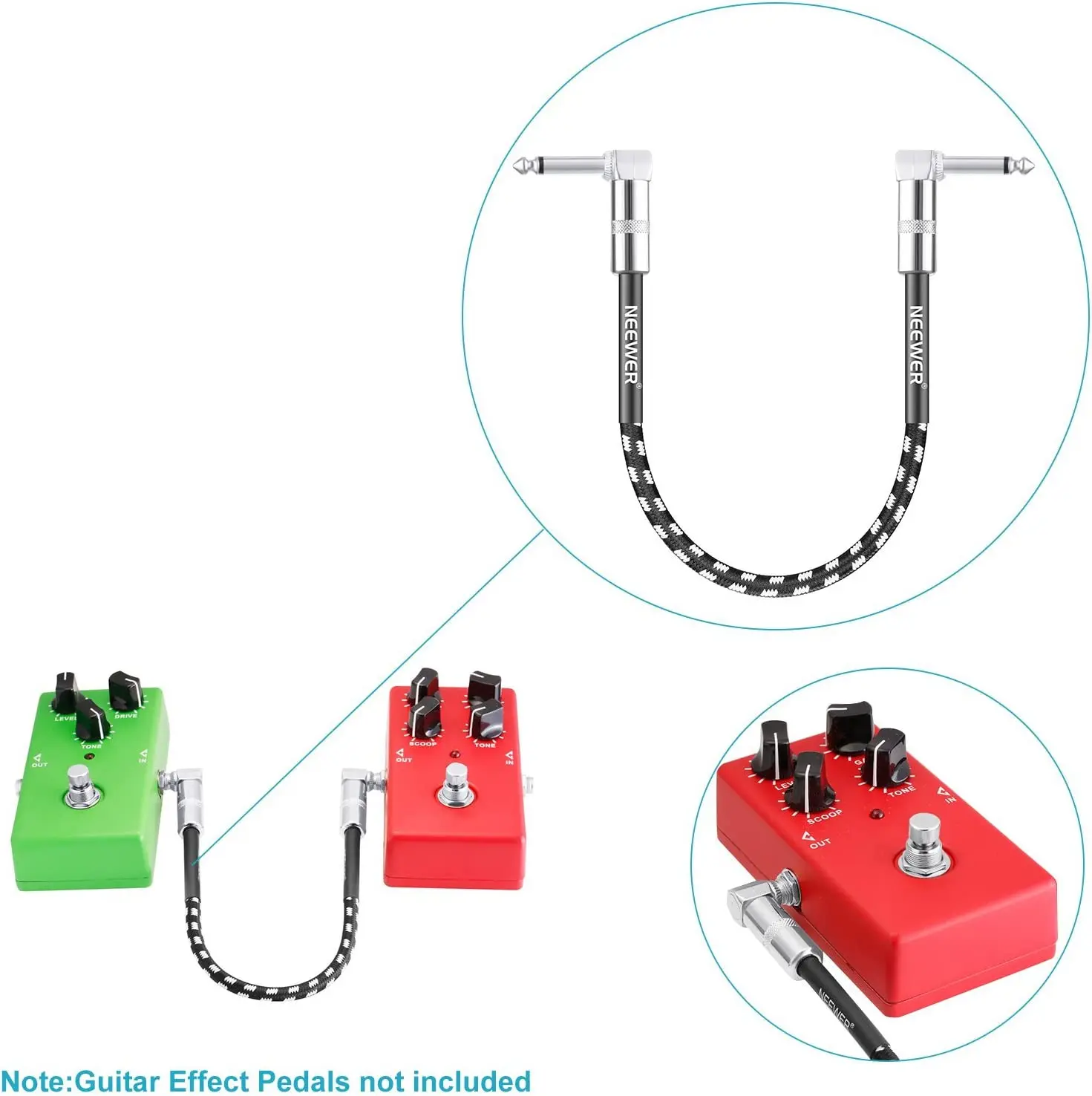 Neewer®1 фут соединительный кабель для гитары с прямоугольным штекером 1/4 дюйма