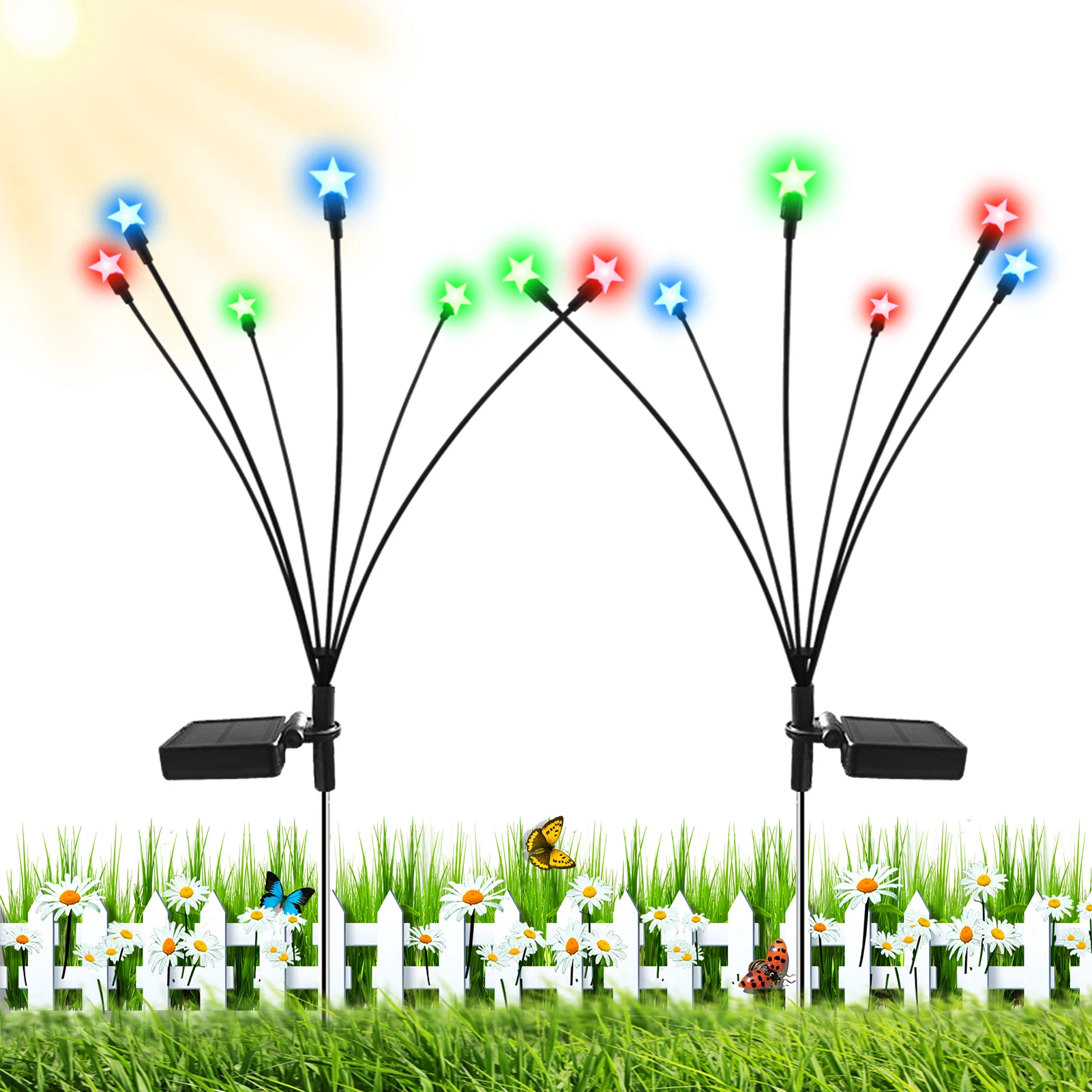 

Solar Swaying Garden Light 6 LED Patio Firefly Lights Outdoor Waterproof Star Path Lights Party Decor