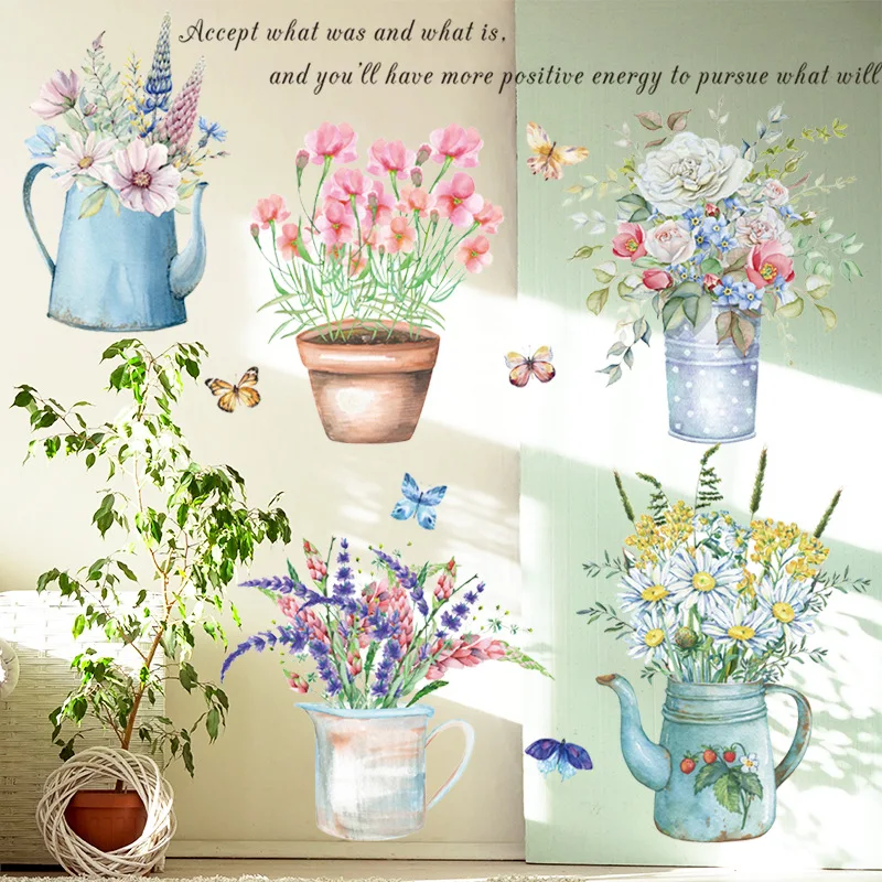 

Растения в горшке, фотообои для украшения дома, самоклеящиеся водонепроницаемые виниловые наклейки на стену, плакаты, фрески