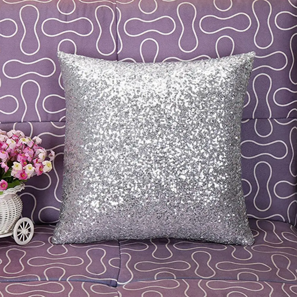 

Sequins Pillow Case Pure Color Sofa Throw Cushion Cover Home Decor Cushion Cover Home Textile