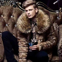 thick warm coat autumn and winter mens large fur collar faux fur coat youth casual trend mink short coat
