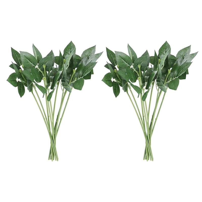 

200Pcs Artificial Plastic Rose Flower Stems Fake Greenish Flower Branch For DIY Bouquets Wedding Party Decor