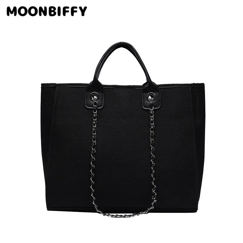 

Большая Холщовая Сумка-тоут для женщин, сумочка на плечо с цепочкой, мессенджер для отдыха, модный розовый клатч