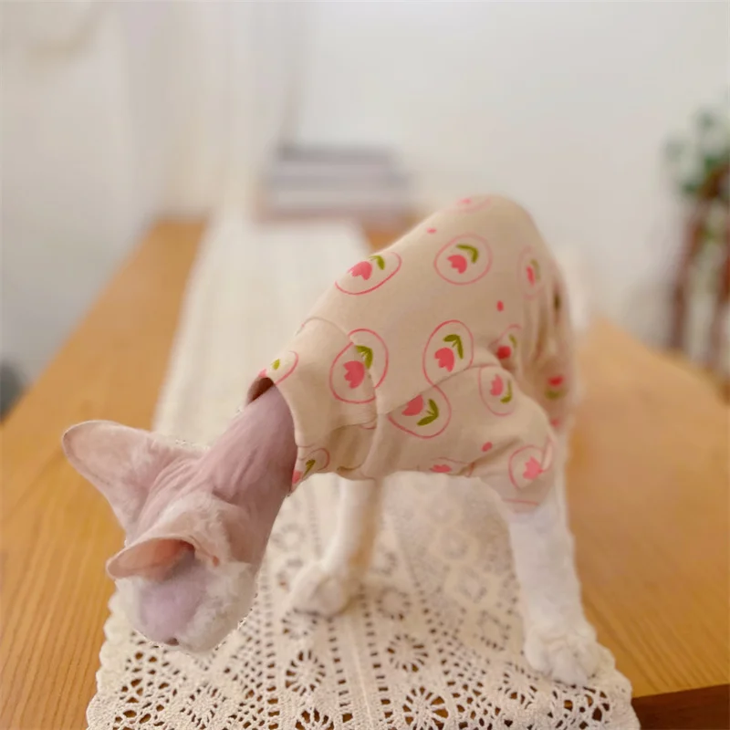 Кошачья одежда Sphynx зимнее пальто с 4 ногами для котят розовая хлопковая теплая