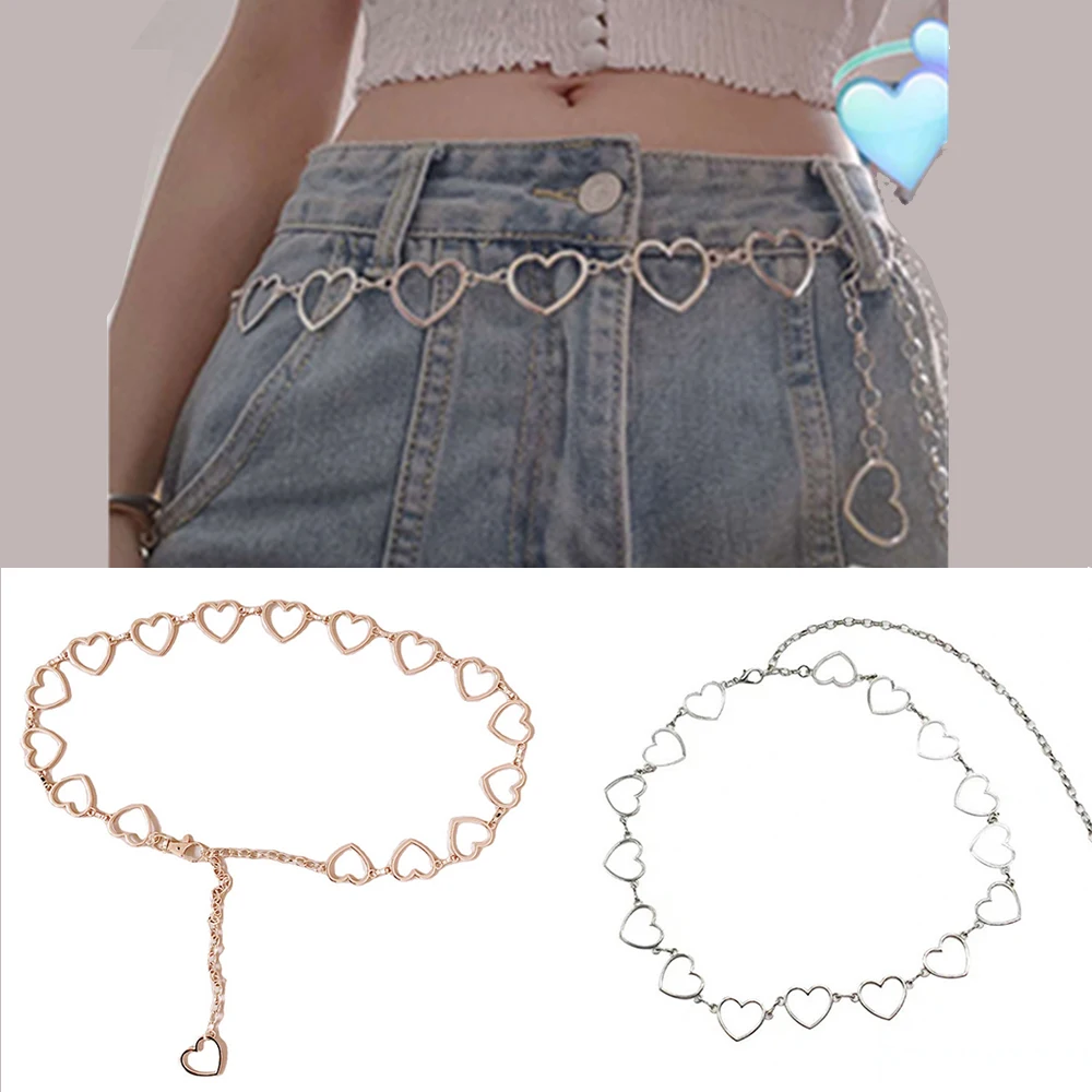 

Fashion Waistband Pants Classic Waist Chain Love Heart Hollow Girdle For Women Hip Hop Style Fashion Fine Waist Belts new Trendy
