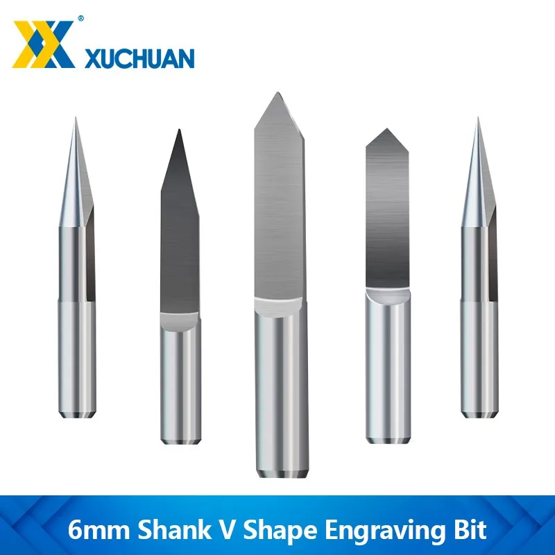 

1pc 6mm Shank V Shape Engraving Bit Flat Bottom Tip 0.1-1.0mm PCB Engraving Bit 20-90 Degrees Carbide CNC Router Milling Cutter