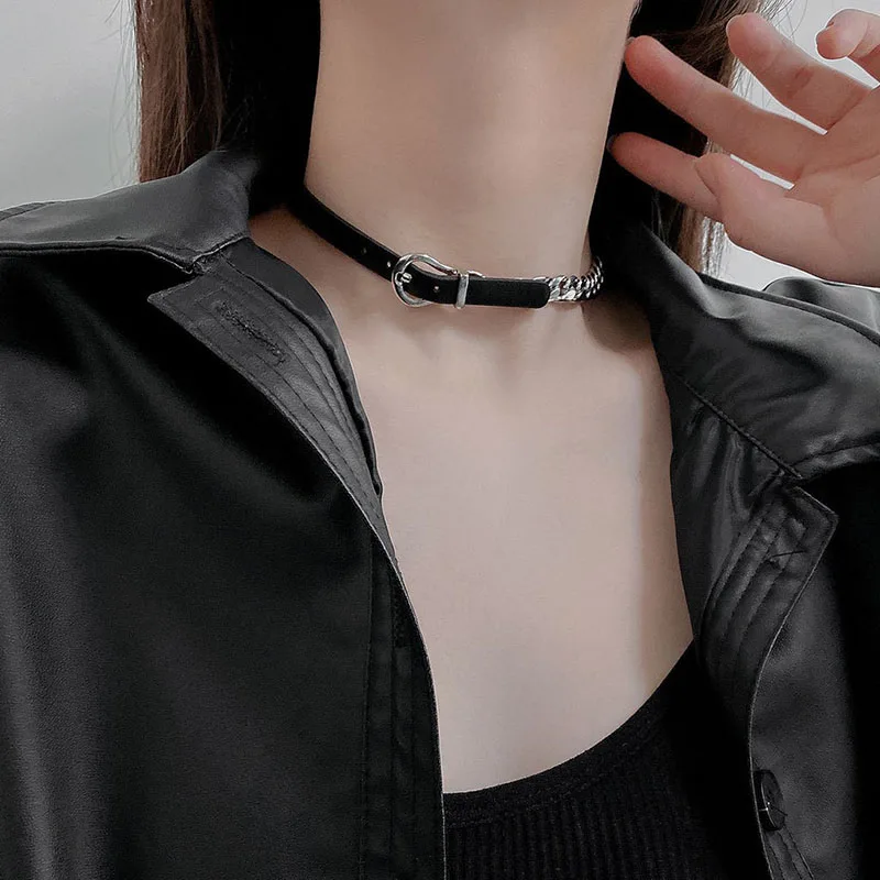 Женское колье с подвеской в виде черного сердца Goth Harajuku цепочка из сплава