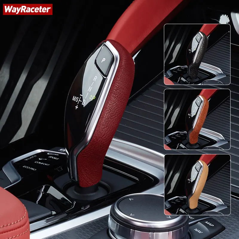 

Top Goat Skin Leather Wrapping ABS Gear Shift Knob Cover For BMW G30 G31 G38 G32 G11 G12 X3 G01 X4 G02 5 6 7 Series Accessories