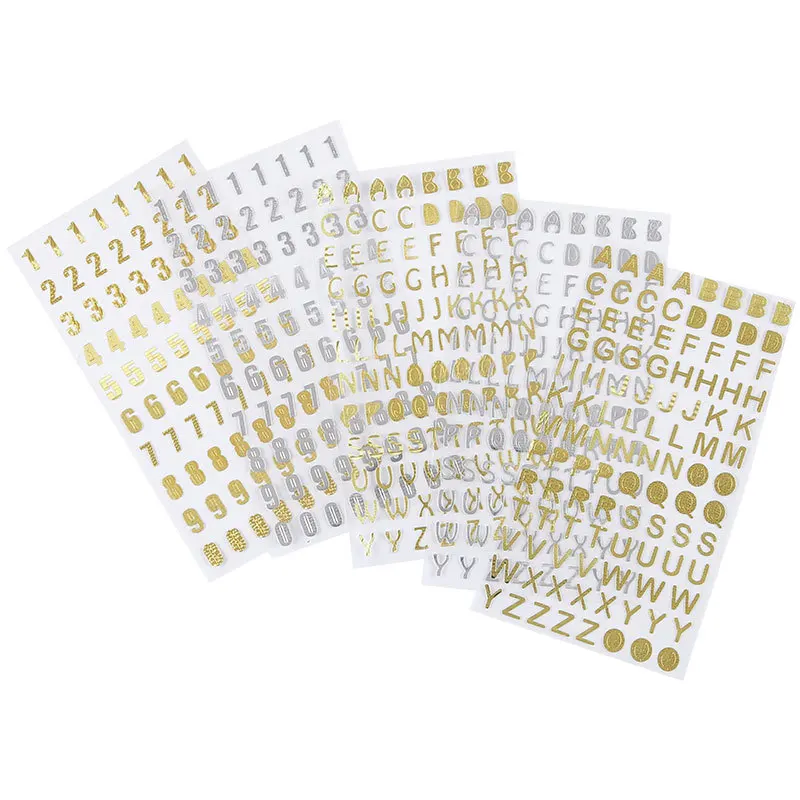 

1 Sheet PVC Waterproof Durable Korean Golden Silver English Letter Stickers for Photos Albums Decoration
