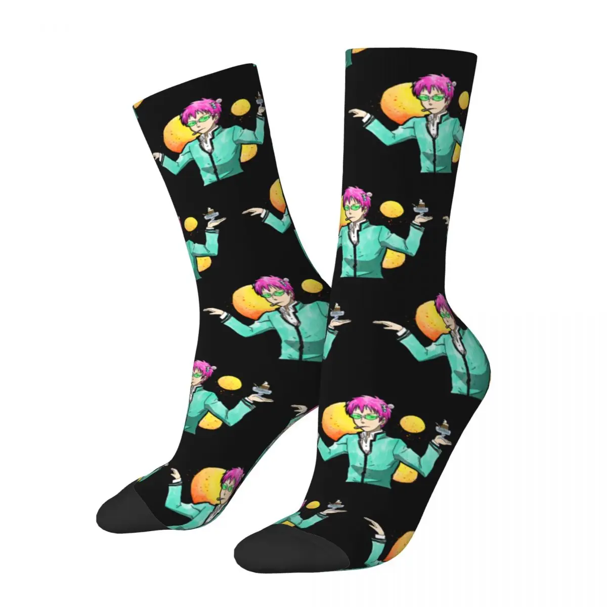 

Saiki Dances For Coffee Jelly Socks Men's Women's Cotton Funny Happy Socks Novelty Merchandise Middle Tube Socks