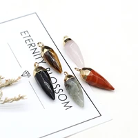 natural stone pendants faceted cone shape crystal agate stone charms for jewelry making necklace bracelet earrings