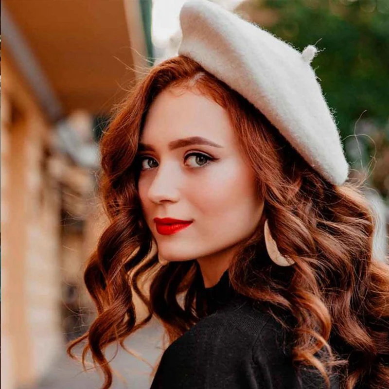 Берет для женщин шапка-бини во французском стиле зимняя модная теплая вязаная